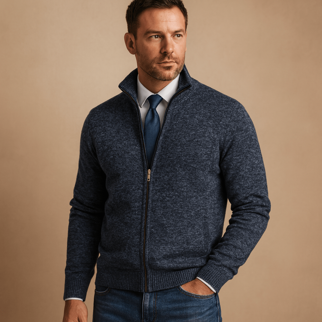 Colton | Cárdigan de Punto con Cremallera - StilfulltMen's vestsAzul marinoSColton | Cárdigan de Punto con Cremallera