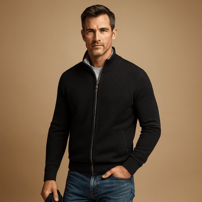 Colton | Cárdigan de Punto con Cremallera - StilfulltMen's vestsNegroSColton | Cárdigan de Punto con Cremallera