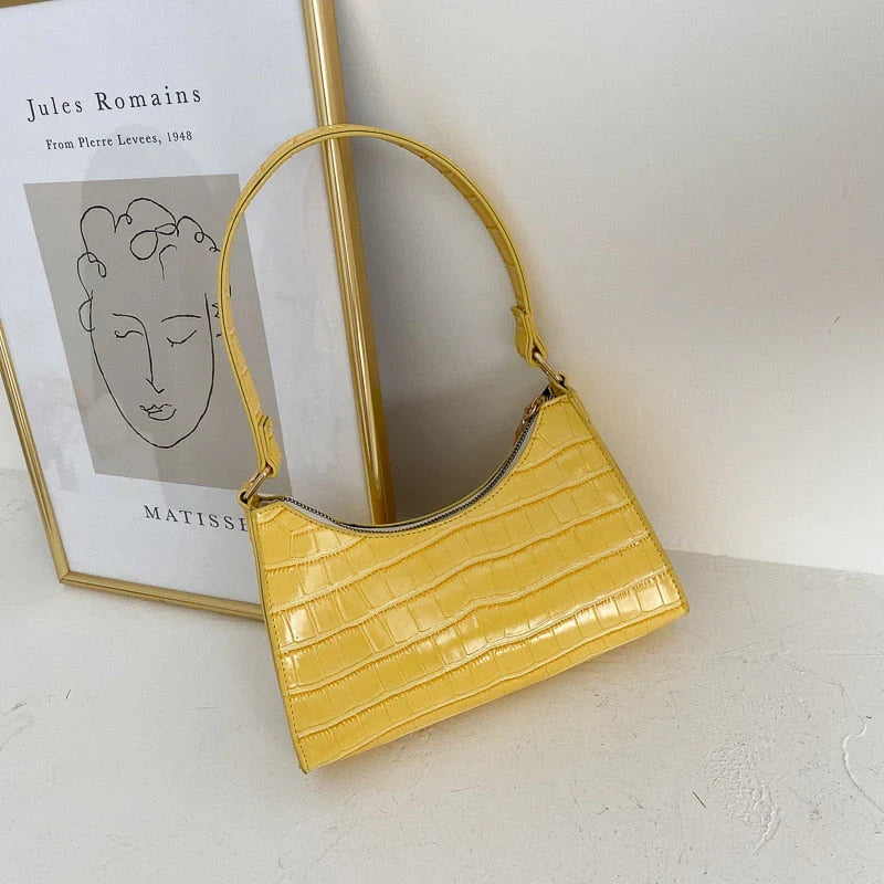 Solveig | Bolso Baguette con Relieve de Cocodrilo