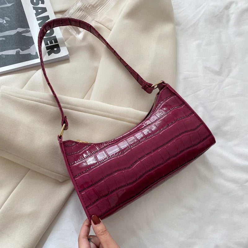 Solveig | Bolso Baguette con Relieve de Cocodrilo