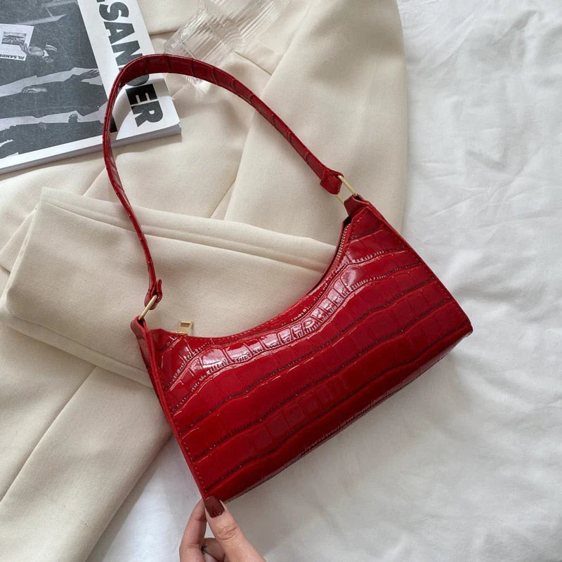 Solveig | Bolso Baguette con Relieve de Cocodrilo