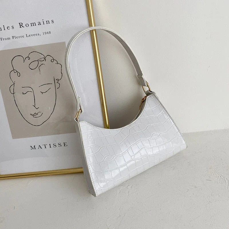 Solveig | Bolso Baguette con Relieve de Cocodrilo