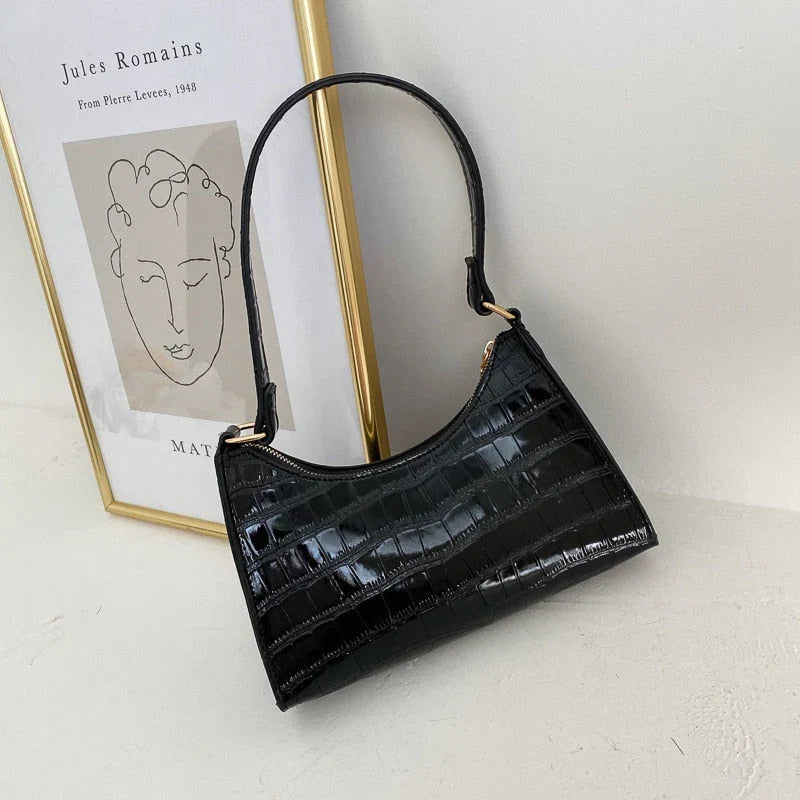 Solveig | Bolso Baguette con Relieve de Cocodrilo