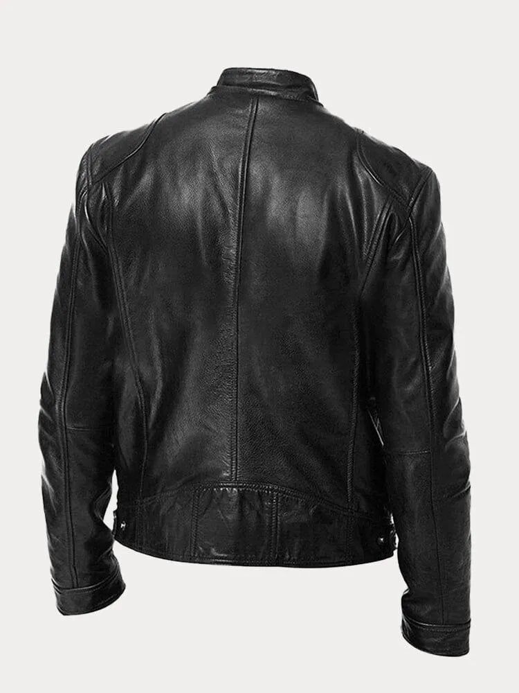 Corentin | Cazadora de Piel Sintética con Cuello Mao - StilfulltMen's jacketsBlancoSCorentin | Cazadora de Piel Sintética con Cuello Mao
