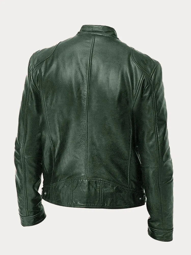 Corentin | Cazadora de Piel Sintética con Cuello Mao - StilfulltMen's jacketsBlancoSCorentin | Cazadora de Piel Sintética con Cuello Mao