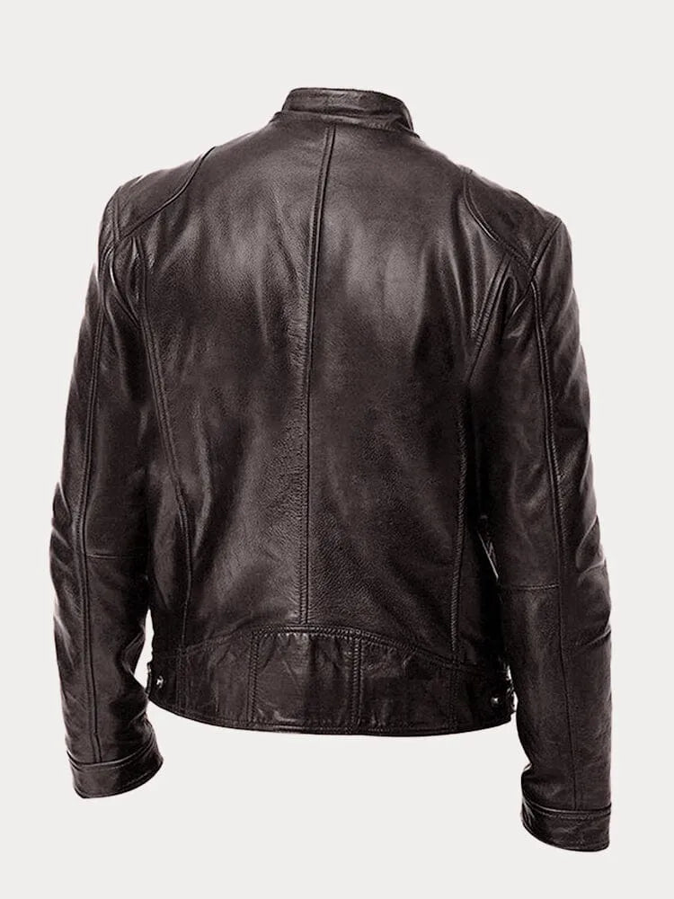 Corentin | Cazadora de Piel Sintética con Cuello Mao - StilfulltMen's jacketsBlancoSCorentin | Cazadora de Piel Sintética con Cuello Mao