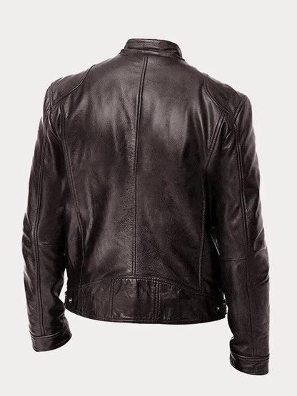 Corentin | Cazadora de Piel Sintética con Cuello Mao - StilfulltMen's jacketsBlancoSCorentin | Cazadora de Piel Sintética con Cuello Mao