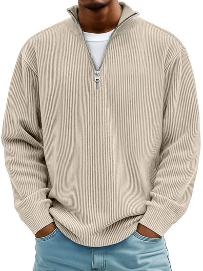 Dashiell | Jersey Acanalado Holgado de Media Cremallera - StilfulltMen's sweatersDMED1-AI027094CaquiSDashiell | Jersey Acanalado Holgado de Media Cremallera