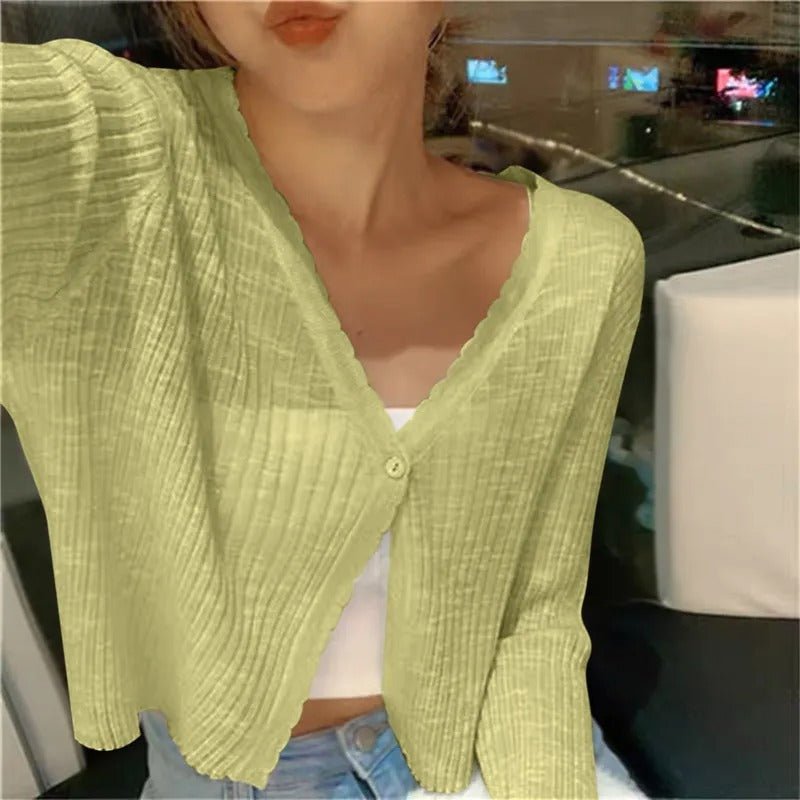 Delaney | Chaqueta de Punto Corta con Botones - StilfulltWomen's vestsDWOD4-YL616009VerdeTalla únicaDelaney | Chaqueta de Punto Corta con Botones