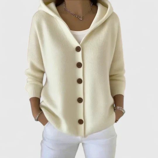Ditte | Blød Strikket Cardigan med Hætte - StilfulltWomen's vestsBeigeEU 36 | SDitte | Blød Strikket Cardigan med Hætte