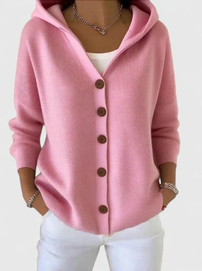 Ditte | Blød Strikket Cardigan med Hætte - StilfulltWomen's vestsPinkEU 36 | SDitte | Blød Strikket Cardigan med Hætte