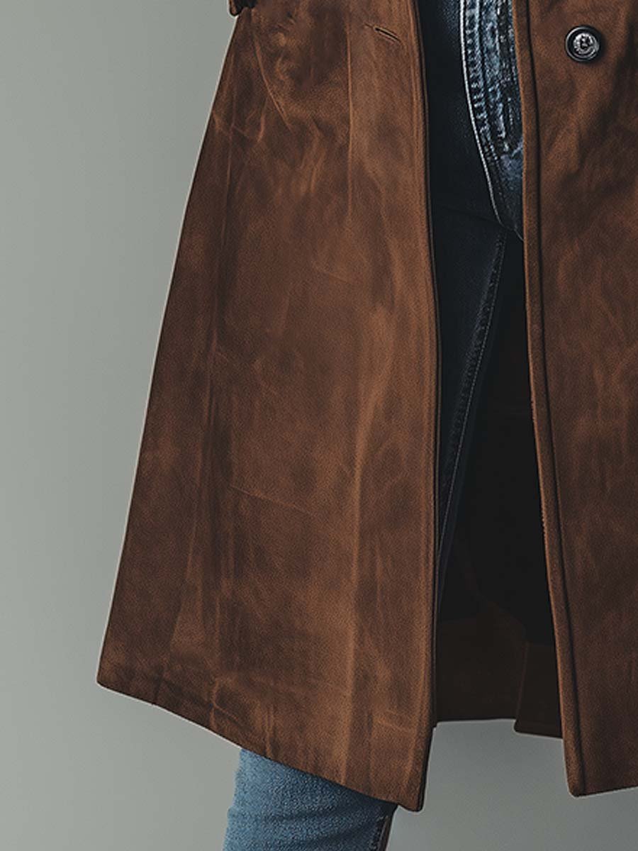 Ditte | Vintage Brun Trenchcoat i Ruskindslook - StilfulltWomen's jacketsSKU_1780337009663_115SDitte | Vintage Brun Trenchcoat i Ruskindslook