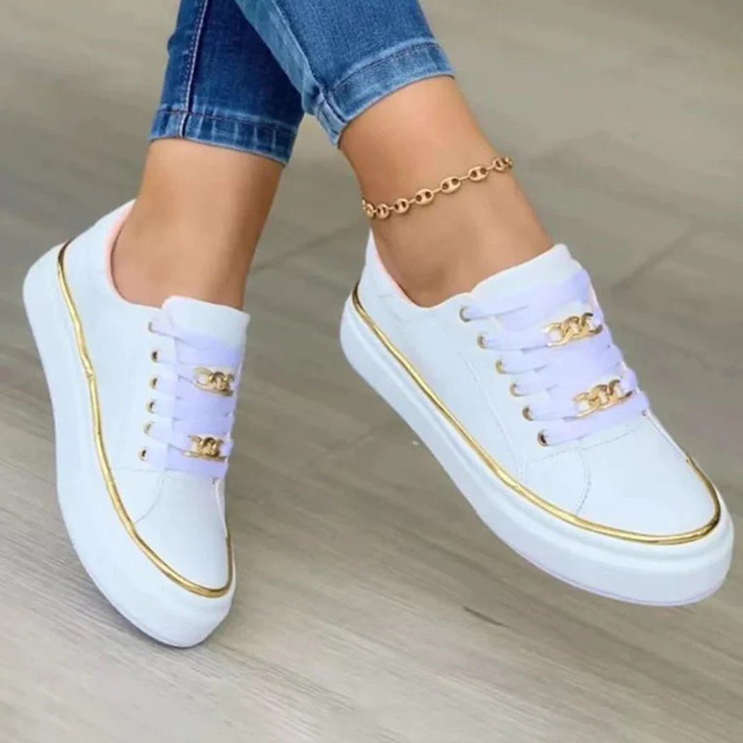 Doralía | Zapatillas Plataforma de Mujer con Detalles Dorados - StilfulltWomen's shoesJQTJGJ1HNegro36Doralía | Zapatillas Plataforma de Mujer con Detalles Dorados