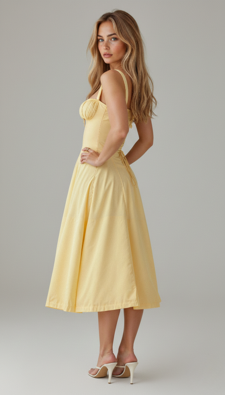 Willa | Vestido Midi de Corsé con Abertura