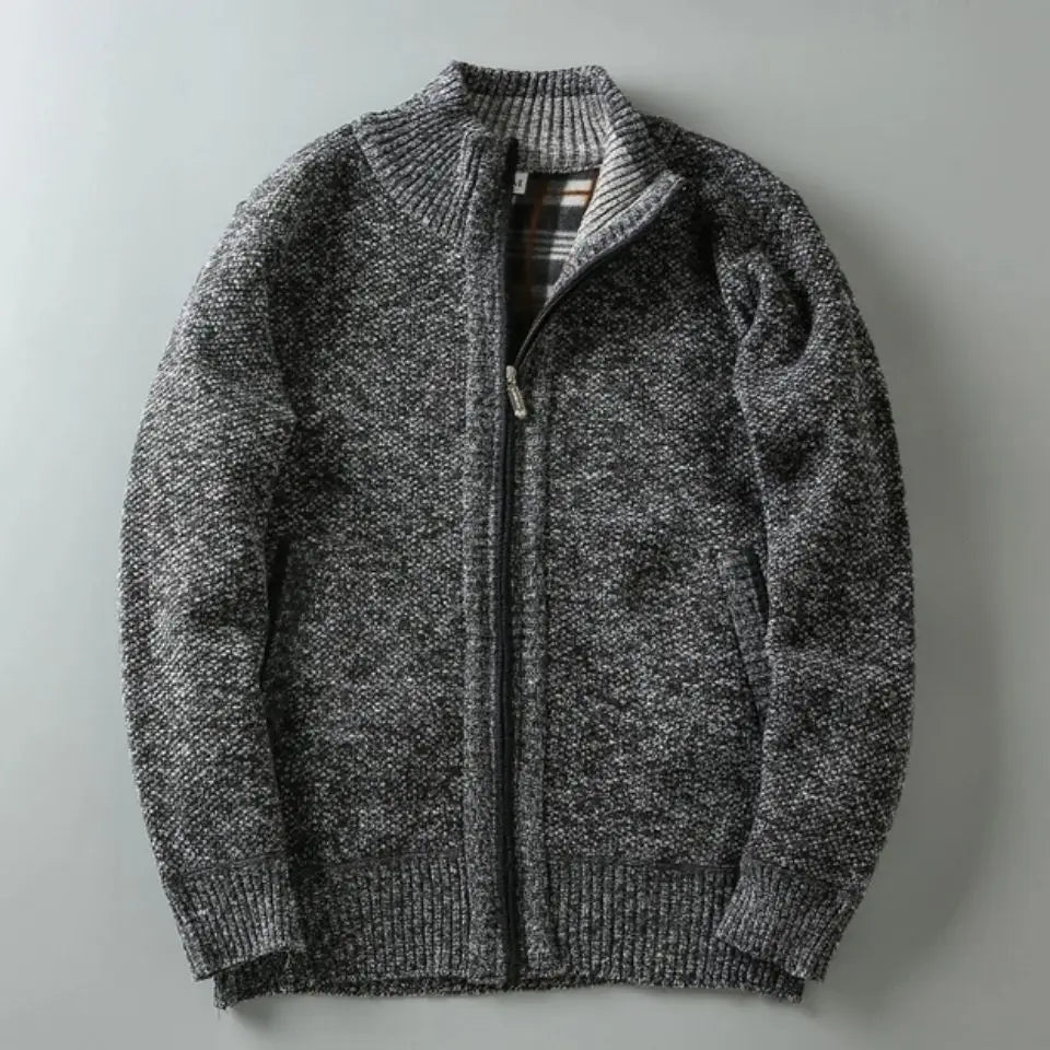 Ejnar | Fleeceforet Strikket Cardigan med Lynlås - StilfulltMen's vestsAskegråXSEjnar | Fleeceforet Strikket Cardigan med Lynlås