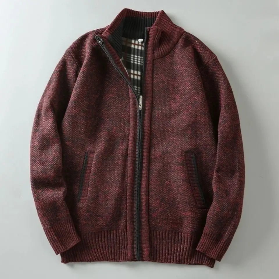 Ejnar | Fleeceforet Strikket Cardigan med Lynlås - StilfulltMen's vestsBordeauxXSEjnar | Fleeceforet Strikket Cardigan med Lynlås