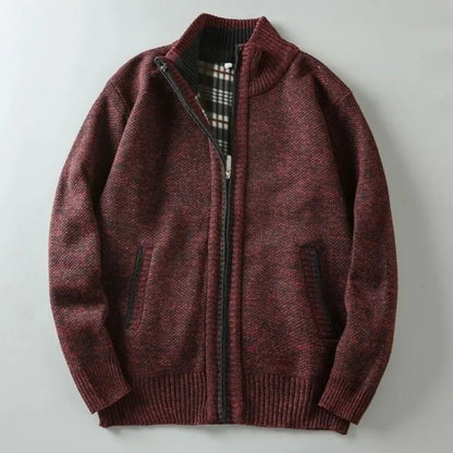 Ejnar | Fleeceforet Strikket Cardigan med Lynlås - StilfulltMen's vestsBordeauxXSEjnar | Fleeceforet Strikket Cardigan med Lynlås