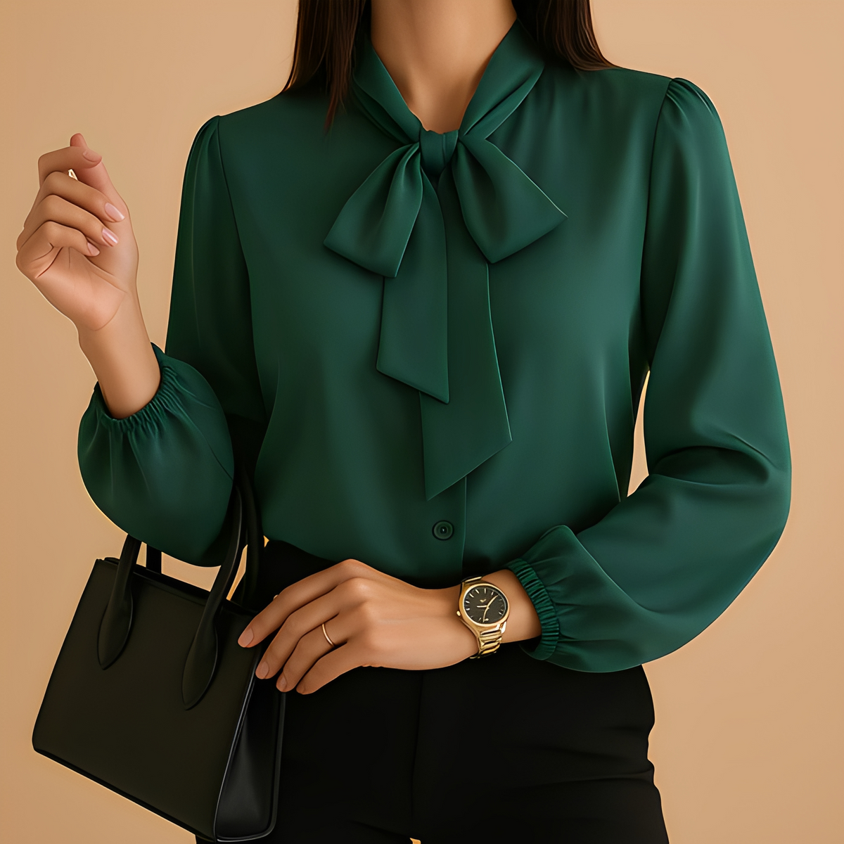 Livia | Blusa de Mujer con Lazada y Manga Abullonada