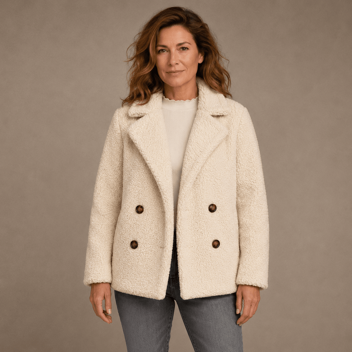 Elodie | Chaqueta Borreguito Cruzada con Solapas - StilfulltWomen's jacketsBlanco lechosoS (36/38)Elodie | Chaqueta Borreguito Cruzada con Solapas