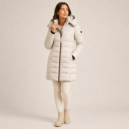 Elvire | Abrigo Acolchado Largo con Capucha - StilfulltWomen's jacketsCaquiEU 36/38 (S)Elvire | Abrigo Acolchado Largo con Capucha