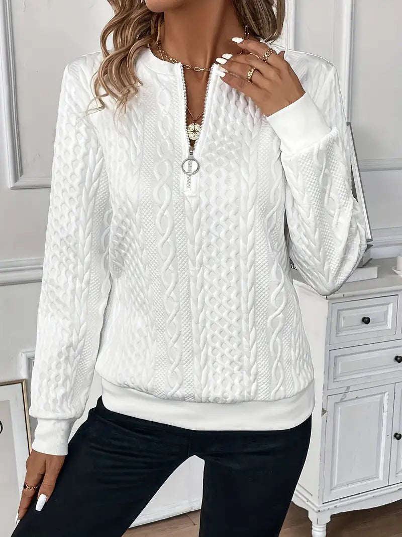 Elvire | Jersey de Media Cremallera con Trenzas - StilfulltWomen's sweatersDWOD5-BQ285016NegroSElvire | Jersey de Media Cremallera con Trenzas