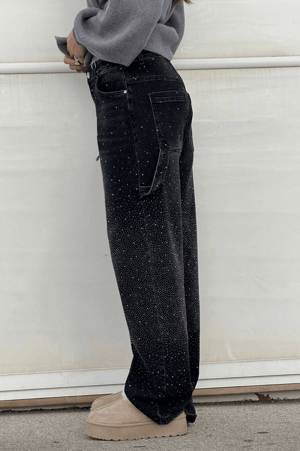 Emberly | Vaqueros Anchos Brillantes - StilfulltWomen's pantsGrisXSEmberly | Vaqueros Anchos Brillantes