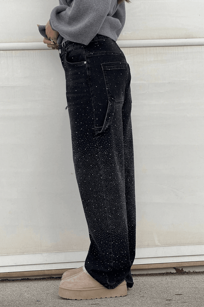 Emberly | Vaqueros Anchos Brillantes - StilfulltWomen's pantsGrisXSEmberly | Vaqueros Anchos Brillantes