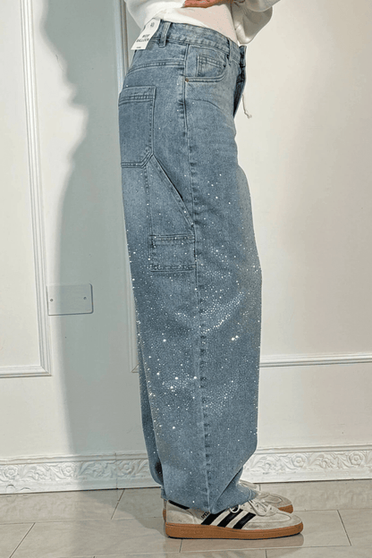 Emberly | Vaqueros Anchos Brillantes - StilfulltWomen's pantsGrisXSEmberly | Vaqueros Anchos Brillantes