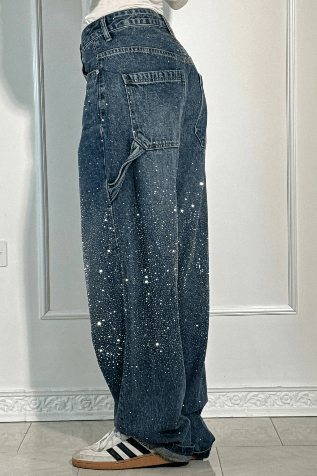 Emberly | Vaqueros Anchos Brillantes - StilfulltWomen's pantsGrisXSEmberly | Vaqueros Anchos Brillantes