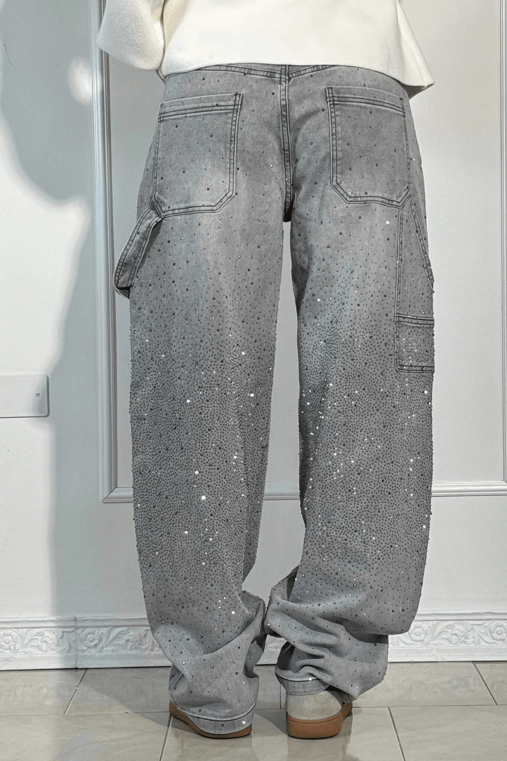 Emberly | Vaqueros Anchos Brillantes - StilfulltWomen's pantsGrisXSEmberly | Vaqueros Anchos Brillantes