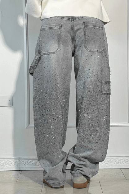 Emberly | Vaqueros Anchos Brillantes - StilfulltWomen's pantsGrisXSEmberly | Vaqueros Anchos Brillantes