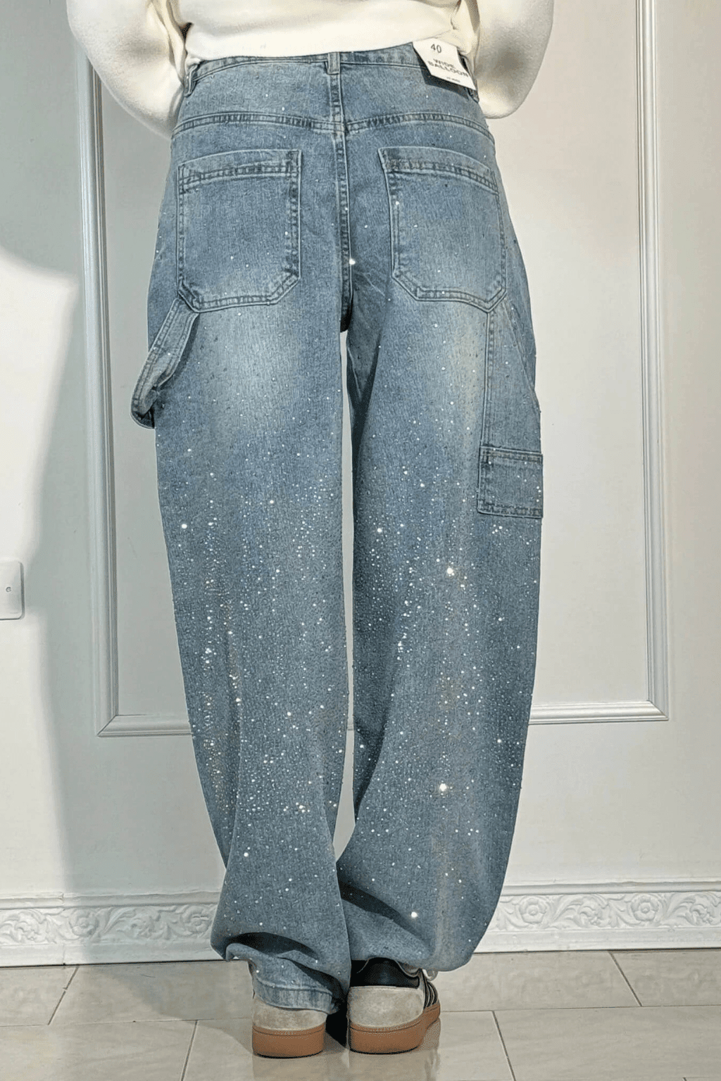 Emberly | Vaqueros Anchos Brillantes - StilfulltWomen's pantsGrisXSEmberly | Vaqueros Anchos Brillantes