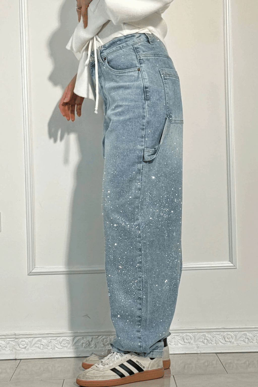 Emberly | Vaqueros Anchos Brillantes - StilfulltWomen's pantsGrisXSEmberly | Vaqueros Anchos Brillantes
