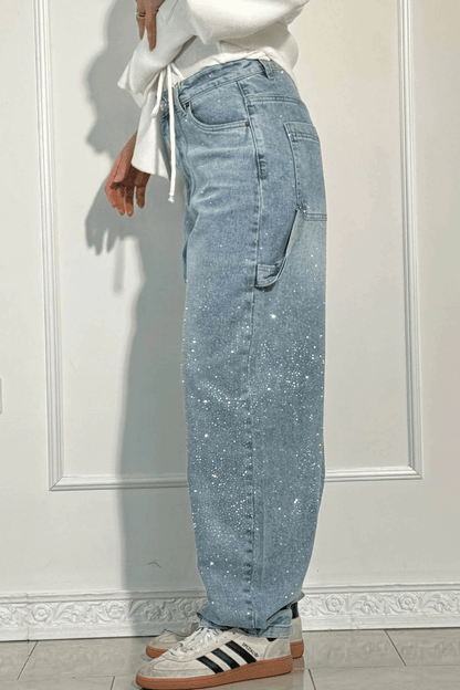 Emberly | Vaqueros Anchos Brillantes - StilfulltWomen's pantsGrisXSEmberly | Vaqueros Anchos Brillantes