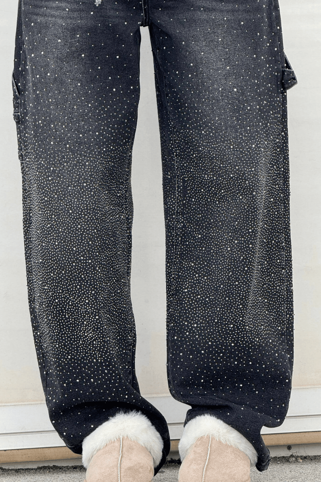 Emberly | Vaqueros Anchos Brillantes - StilfulltWomen's pantsGrisXSEmberly | Vaqueros Anchos Brillantes