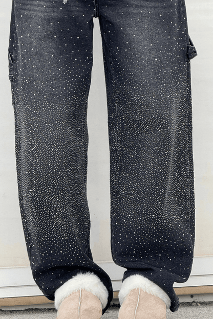 Emberly | Vaqueros Anchos Brillantes - StilfulltWomen's pantsGrisXSEmberly | Vaqueros Anchos Brillantes