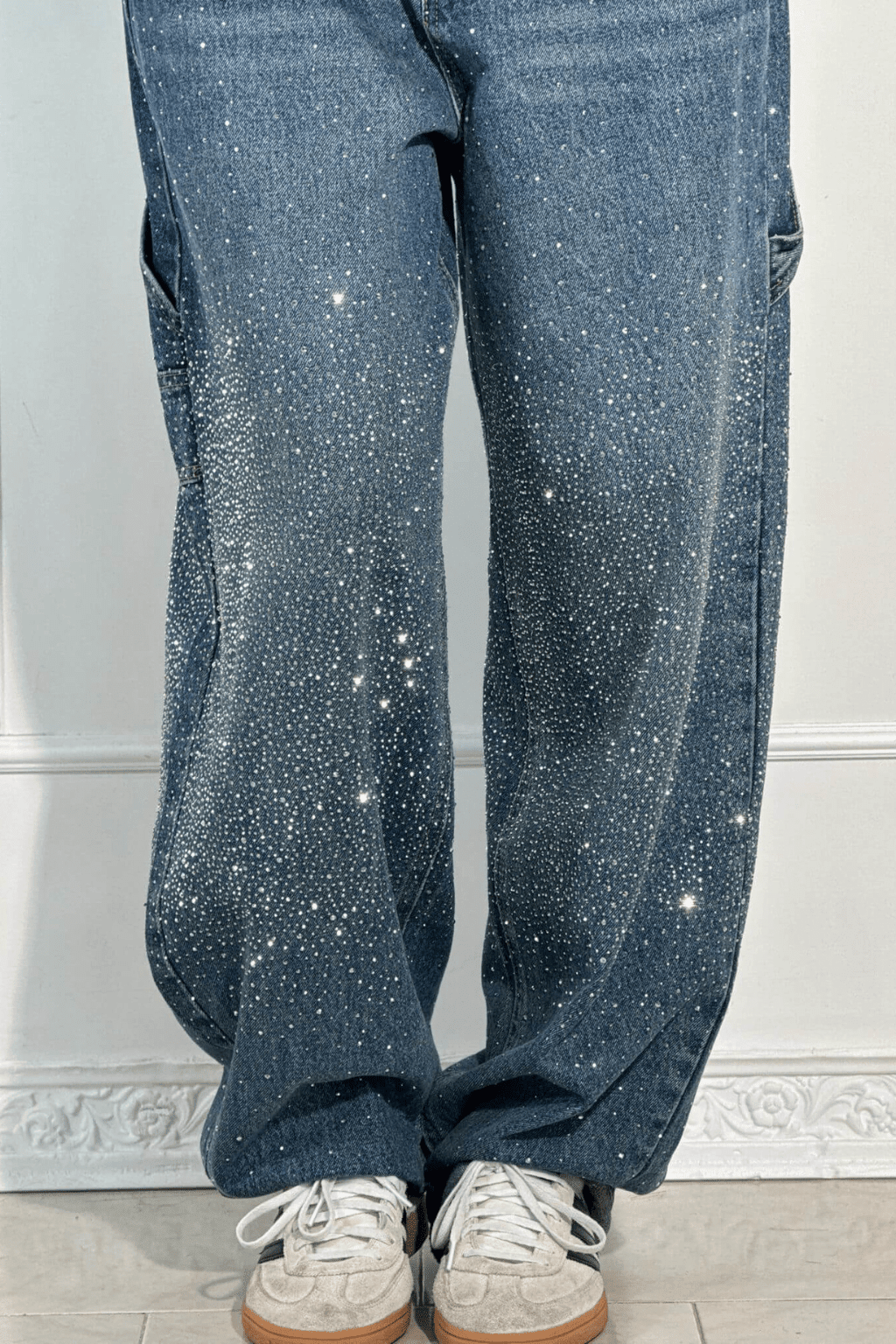 Emberly | Vaqueros Anchos Brillantes - StilfulltWomen's pantsGrisXSEmberly | Vaqueros Anchos Brillantes