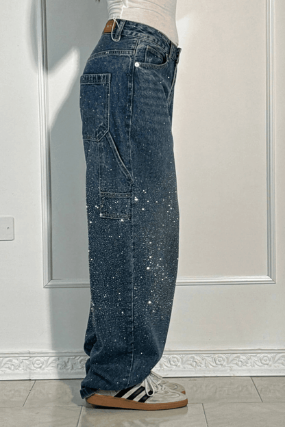 Emberly | Vaqueros Anchos Brillantes - StilfulltWomen's pantsGrisXSEmberly | Vaqueros Anchos Brillantes