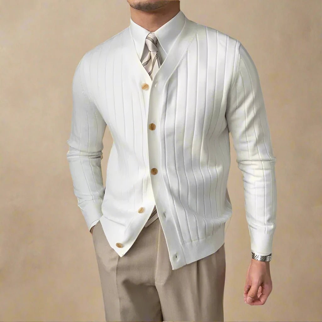 Emeric | Cárdigan de Punto Acanalado Abotonado - StilfulltMen's vests14:771#White;5:100014064BlancoSEmeric | Cárdigan de Punto Acanalado Abotonado