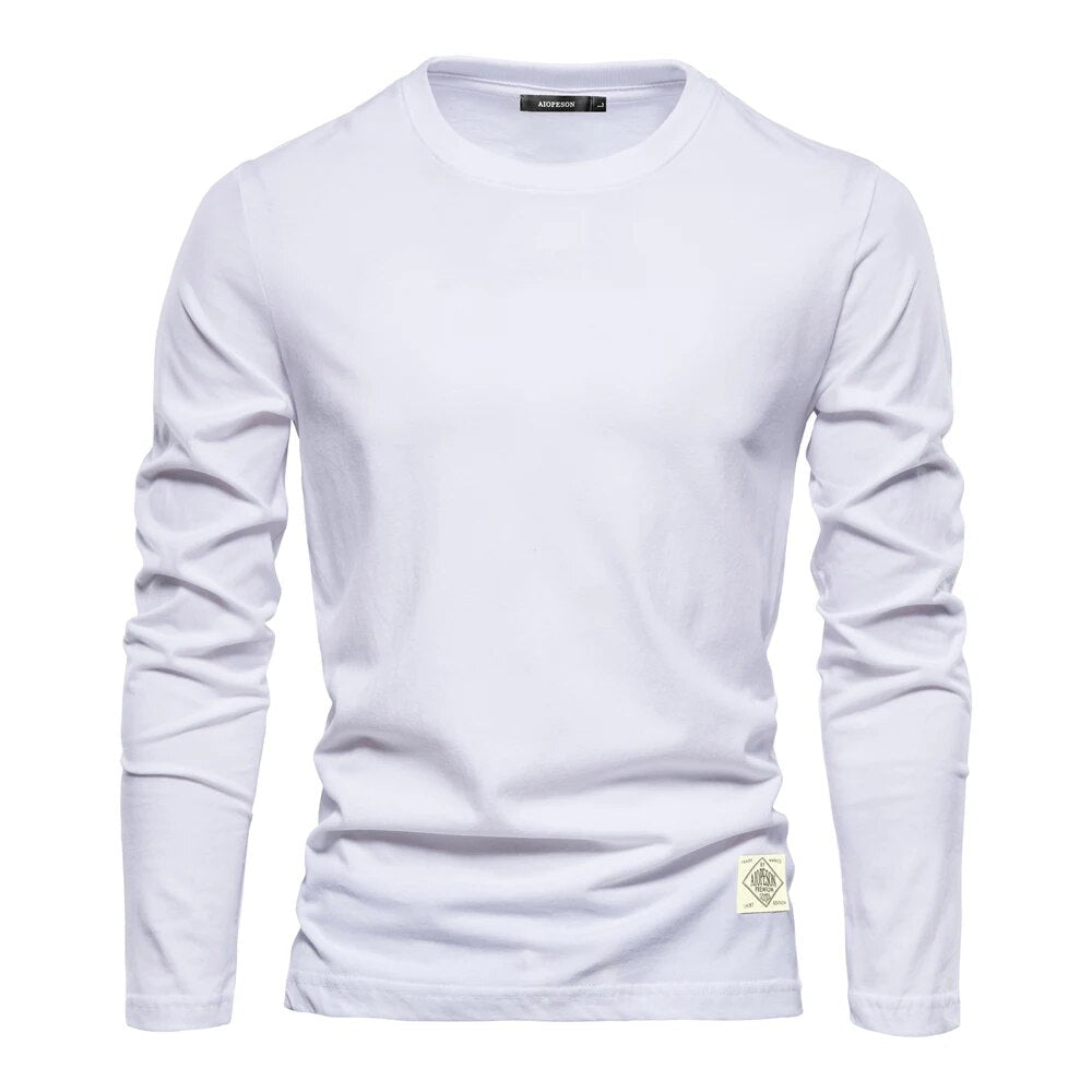 Émile | Camiseta de Manga Larga de Algodón Lisa - StilfulltMen's sweatersBlancoSÉmile | Camiseta de Manga Larga de Algodón Lisa