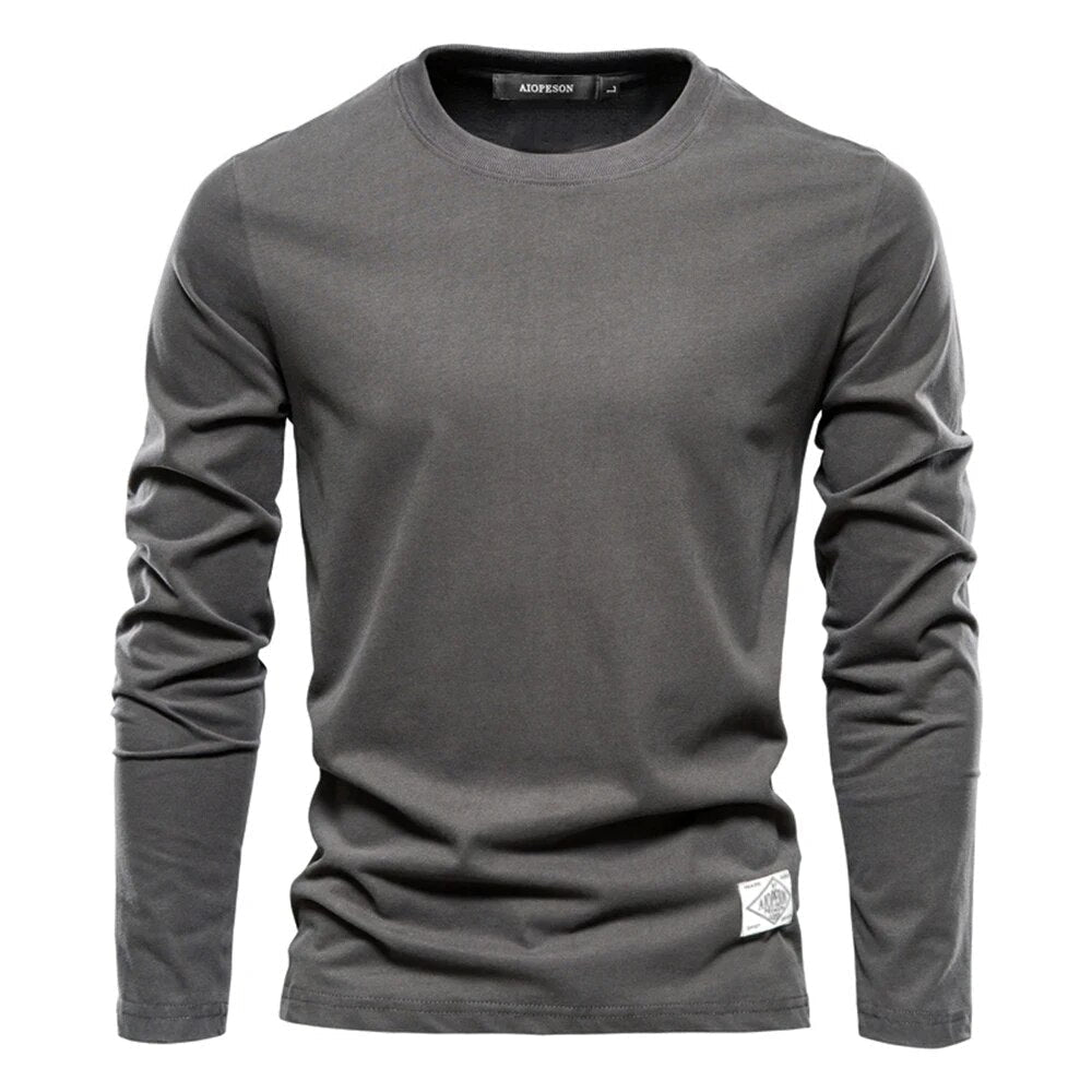 Émile | Camiseta de Manga Larga de Algodón Lisa - StilfulltMen's sweatersGris oscuroSÉmile | Camiseta de Manga Larga de Algodón Lisa