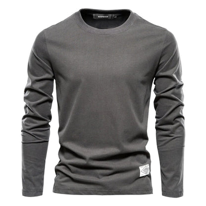 Émile | Camiseta de Manga Larga de Algodón Lisa - StilfulltMen's sweatersGris oscuroSÉmile | Camiseta de Manga Larga de Algodón Lisa