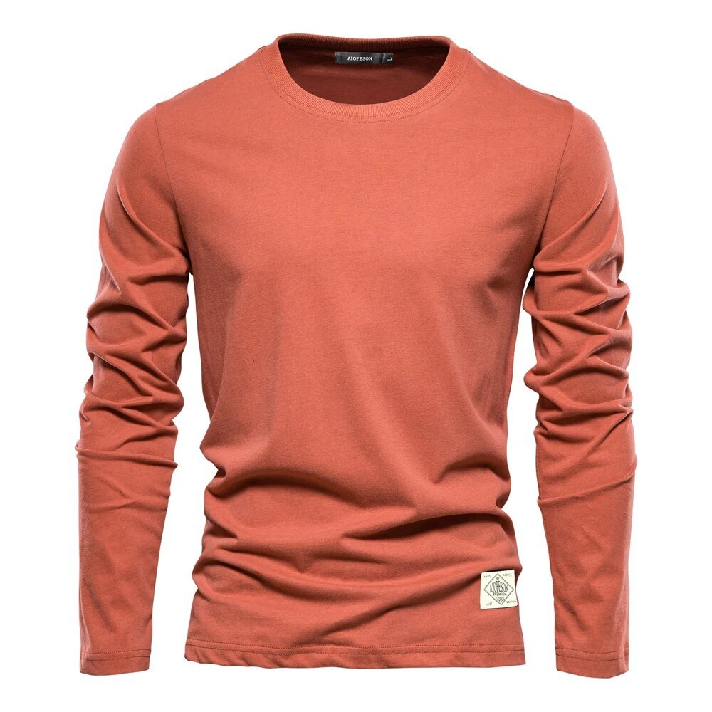 Émile | Camiseta de Manga Larga de Algodón Lisa - StilfulltMen's sweatersNaranjaSÉmile | Camiseta de Manga Larga de Algodón Lisa