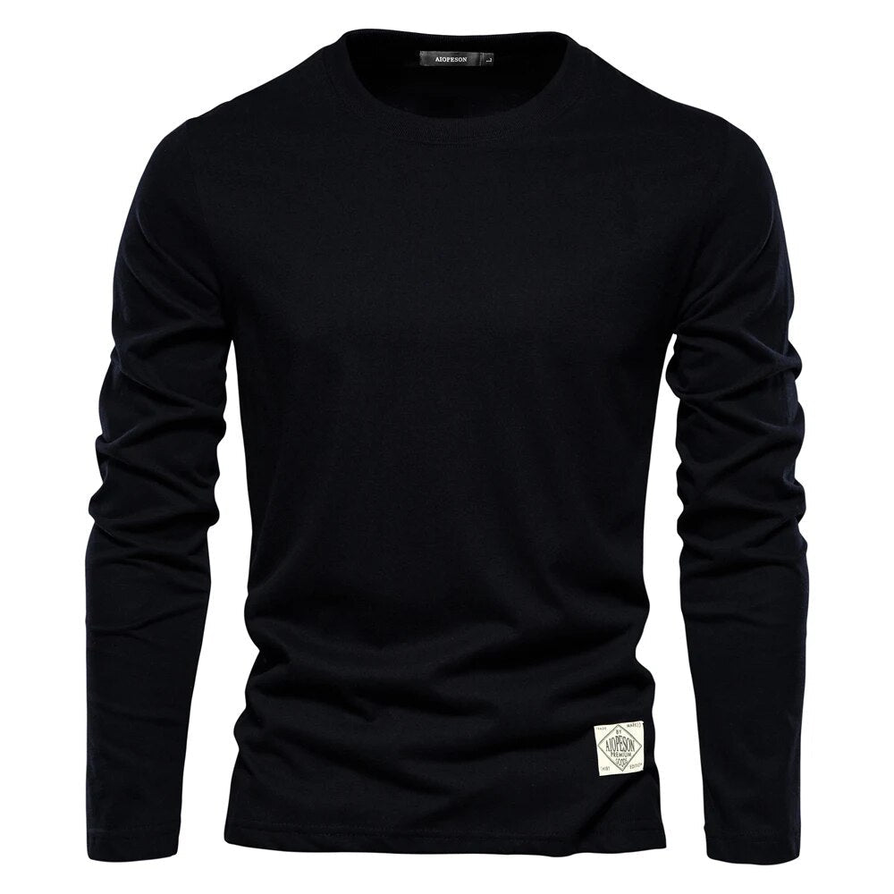 Émile | Camiseta de Manga Larga de Algodón Lisa - StilfulltMen's sweatersNegroSÉmile | Camiseta de Manga Larga de Algodón Lisa