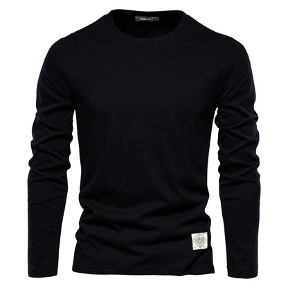 Émile | Camiseta de Manga Larga de Algodón Lisa - StilfulltMen's sweatersNegroSÉmile | Camiseta de Manga Larga de Algodón Lisa