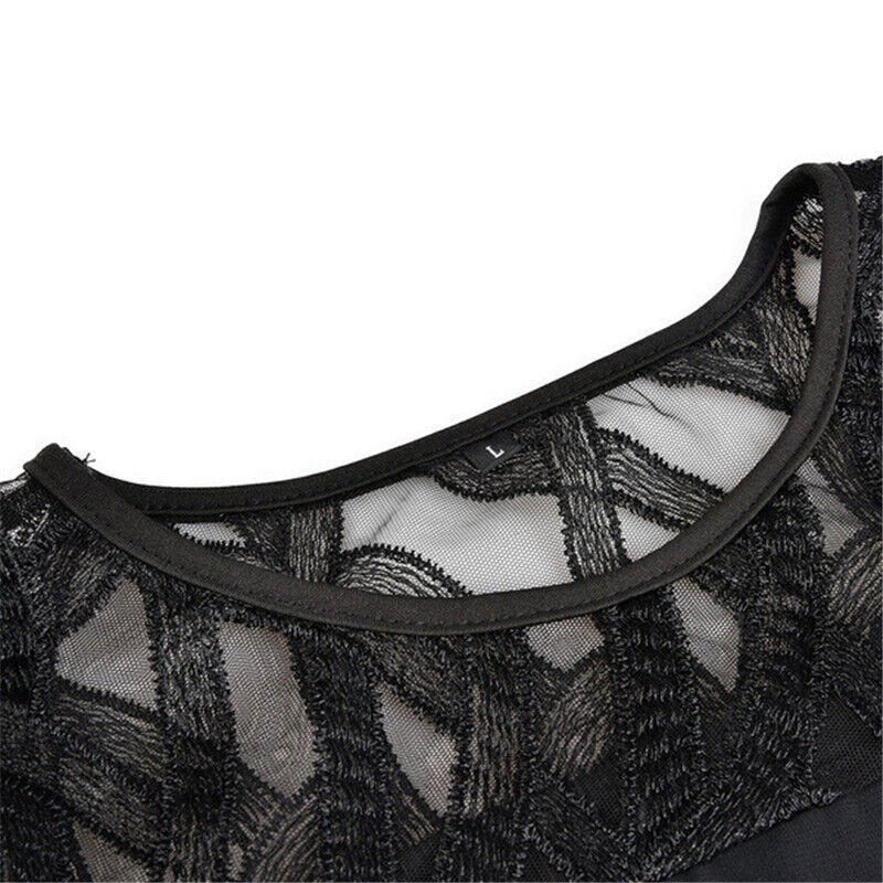 Esther chiffon overlay dress with openwork sleeves, alternative view