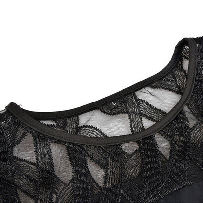 Esther chiffon overlay dress with openwork sleeves, alternative view