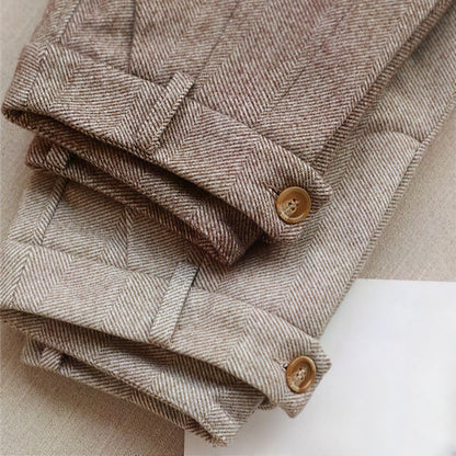 Eulalia | Pantalón de Tiro Alto en Espiga - StilfulltMen's pantsGrisXSEulalia | Pantalón de Tiro Alto en Espiga