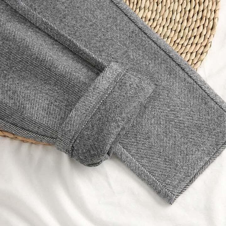 Eulalia | Pantalón de Tiro Alto en Espiga - StilfulltMen's pantsGrisXSEulalia | Pantalón de Tiro Alto en Espiga