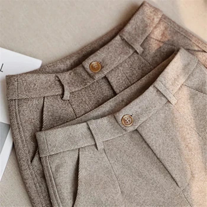 Eulalia | Pantalón de Tiro Alto en Espiga - StilfulltMen's pantsGrisXSEulalia | Pantalón de Tiro Alto en Espiga